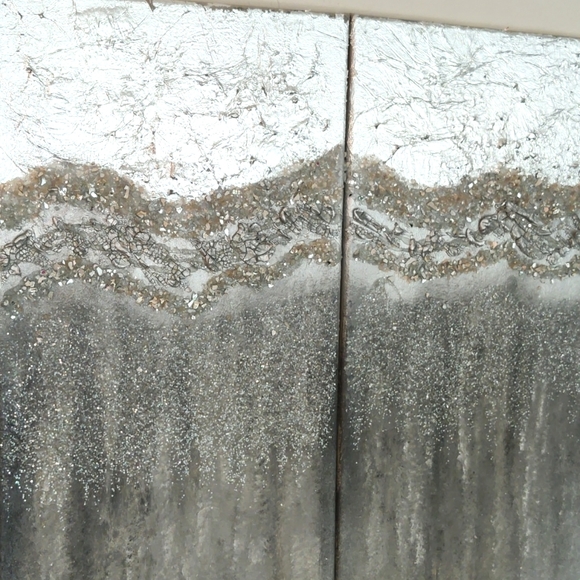 Original 2 Crystals and Silver Leaf Abstract Acrylic Paintings - Picture 3 of 4